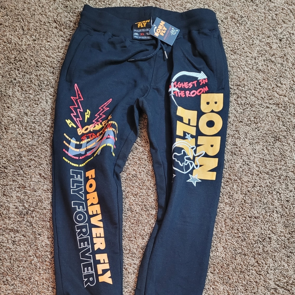Born Fly Fleece Graphic Sweatpants Men's Size XL